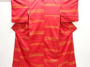 アンティーク　横段織り出し手織り紬着物